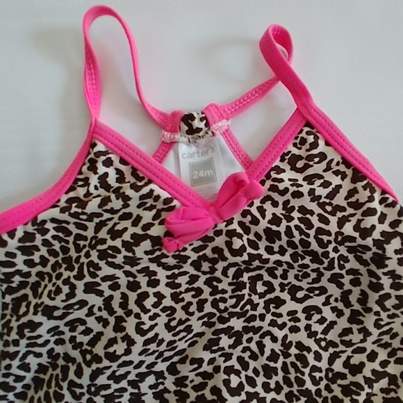 Carter's Baby Girl Leopard Ruffle Swimsuit 24 M - Picture 4 of 8